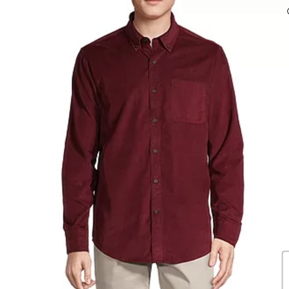 St. John's Bay Other - ST. JOHN’S BAY Mens Button Down Shirt Burgundy L Large $40 NWT lcsr